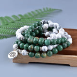 8mm Howlite African Jaspr Wrap Bracelet with Charms