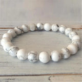 8mm Howlite Beads Bracelet 7.5in Prayer Chakra Lucky Wrist Blessing
