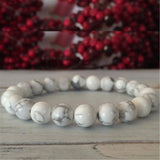8mm Howlite Beads Bracelet 7.5in Prayer Chakra Lucky Wrist Blessing