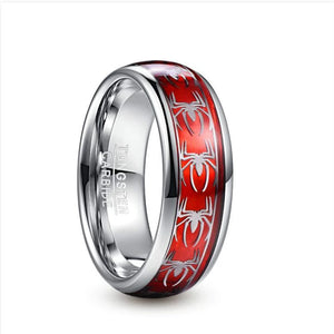 8mm Red Opal Spider Tungsten Steel Men's Ring