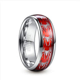8mm Red Opal Spider Tungsten Steel Men's Ring