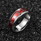 8mm Red Opal Spider Tungsten Steel Men's Ring