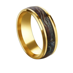 8mm Shell Stainless Steel Mens Ring Silver Wedding Bands Male Jewelry