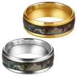 8mm Shell Stainless Steel Mens Ring Silver Wedding Bands Male Jewelry