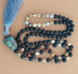 8mm Insane Agate 108 Beads Tassel Knotted Necklace Spirituality
