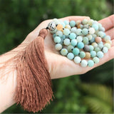 8mm Amazonite Beads Tassel Necklace Buddhism Spirituality Prayer Bracelet