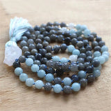 Labradorite 108 Beads Tassel Necklace Buddhism Tibetan Meditation