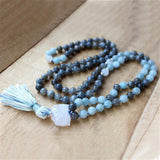 Labradorite 108 Beads Tassel Necklace Buddhism Tibetan Meditation