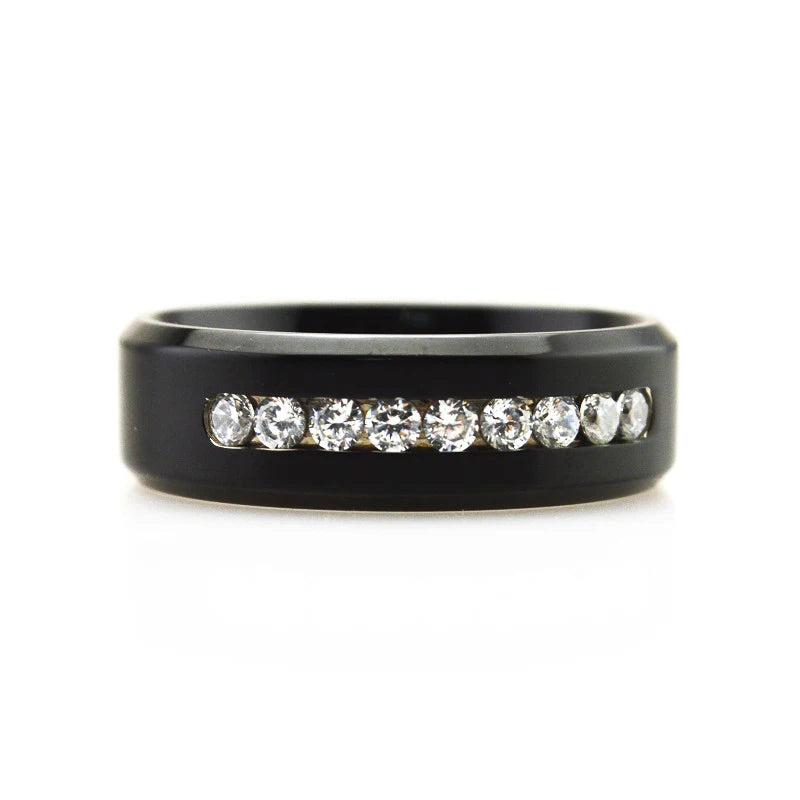 Titanium CZ Anniversary Ring Band for Men Women US Size 10 11 12 13