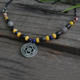 8mm Lapis Lazuli Yellow Beads Necklace