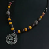 8mm Lapis Lazuli Yellow Beads Necklace