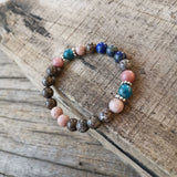 8mm Lapis Pendant Snowflake Stone Beads Apatite Prayer Bracelet