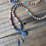 8mm Lapis Pendant Snowflake Stone Beads Apatite Prayer Bracelet