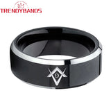 8mm Tungsten Carbide Rings Wedding Bands Laser Engraved Beveled Edges