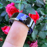 8mm Tungsten Carbide Rings Wedding Bands Laser Engraved Beveled Edges