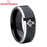 8mm Tungsten Carbide Rings Wedding Bands Laser Engraved Beveled Edges