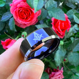 8mm Tungsten Carbide Rings Wedding Bands Laser Engraved Beveled Edges