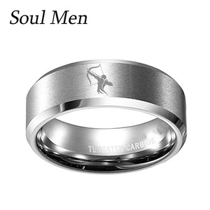 8mm Tungsten Waterproof Ring Sagittarius Logo Size 8-13.5