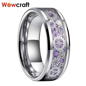 8mm Purple Tungsten Wedding Bands Men Women Comfort Fit Engagement Ring