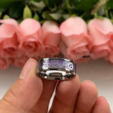 8mm Purple Tungsten Wedding Bands Men Women Comfort Fit Engagement Ring