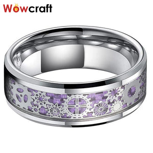 8mm Purple Tungsten Wedding Bands Men Women Comfort Fit Engagement Ring