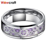 8mm Purple Tungsten Wedding Bands Men Women Comfort Fit Engagement Ring