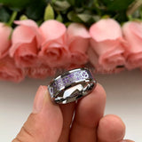 8mm Purple Tungsten Wedding Bands Men Women Comfort Fit Engagement Ring