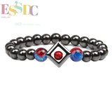 8mm Hematite Stone Acrylic Bracelet with Charm