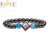 8mm Hematite Stone Acrylic Bracelet with Charm