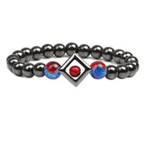 8mm Hematite Stone Acrylic Bracelet with Charm