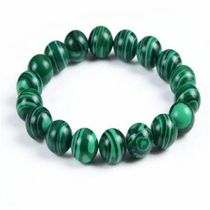 8mm Malachite Bracelet Unisex Cuff Yoga Stretchy Monk
