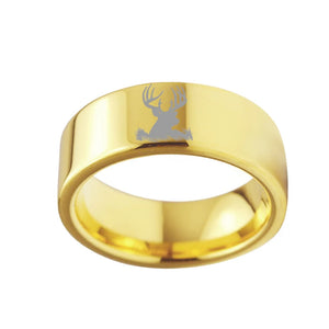 Deer Elk Laser Ring Tungsten Wedding Band