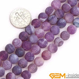 8mm Matte Frosted Purple Agate Stone Beads for DIY Jewelry Making