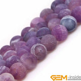 8mm Matte Frosted Purple Agate Stone Beads for DIY Jewelry Making
