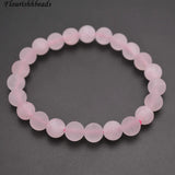 Matte Rose Quartz Stone Round Bead Bracelets