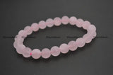 Matte Rose Quartz Stone Round Bead Bracelets