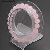 Matte Rose Quartz Stone Round Bead Bracelets