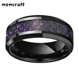 8mm Dragon Tungsten Carbide Purple Carbon Fiber Wedding Band
