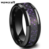 8mm Dragon Tungsten Carbide Purple Carbon Fiber Wedding Band