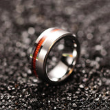 8mm Wood Silver Tungsten Carbide Ring Engagement Wedding Band
