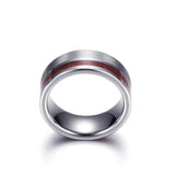 8mm Wood Silver Tungsten Carbide Ring Engagement Wedding Band