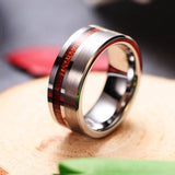 8mm Wood Silver Tungsten Carbide Ring Engagement Wedding Band