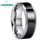 8mm Tungsten Wedding Ring Pipt Cut Two Side Grooved Engagement Bands