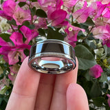 8mm Tungsten Wedding Ring Pipt Cut Two Side Grooved Engagement Bands