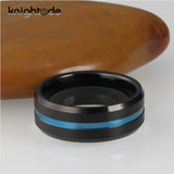 8mm Tungsten Carbide Wedding Band Ring Grooved Beveled Brushed Finish