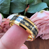 8mm Tungsten Carbide Couples Ring Heartbeat Wedding Band