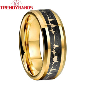8mm Tungsten Carbide Couples Ring Heartbeat Wedding Band