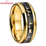 8mm Tungsten Carbide Couples Ring Heartbeat Wedding Band