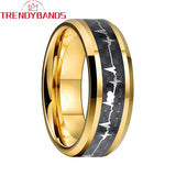 8mm Tungsten Carbide Couples Ring Heartbeat Wedding Band