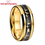 8mm Tungsten Carbide Couples Ring Heartbeat Wedding Band